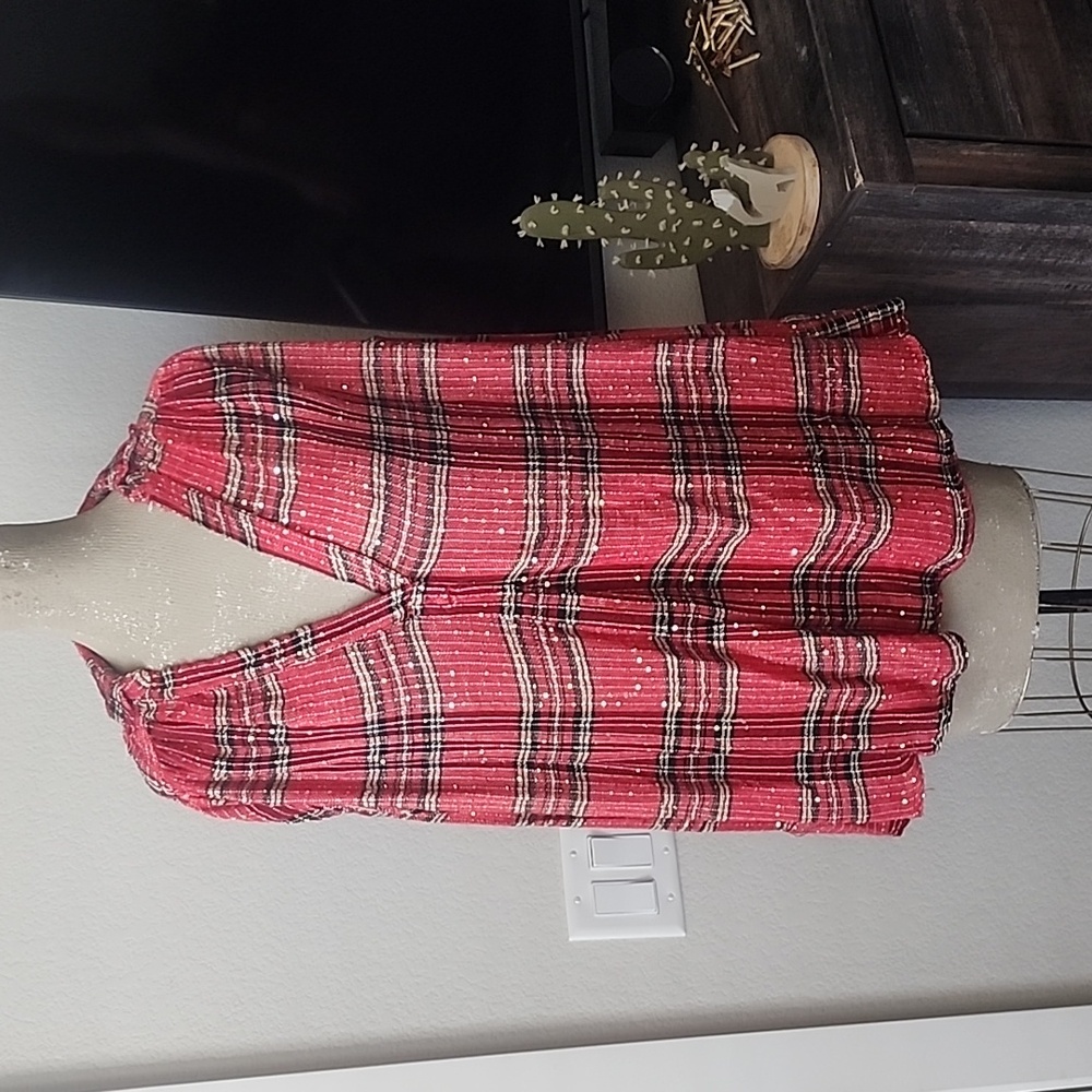 Free People Plaid Sequin Top